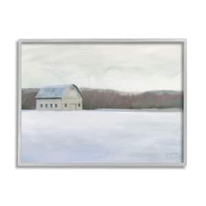 Winter Barn with Snow Country Farm Landscape By James Wiens Framed Print Nature Texturized Art 11 in. x 14 in.