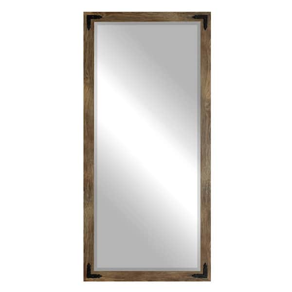 Unbranded Oversized Brown Composite Beveled Glass Rustic Mirror (71 in. H X 30.5 in. W)