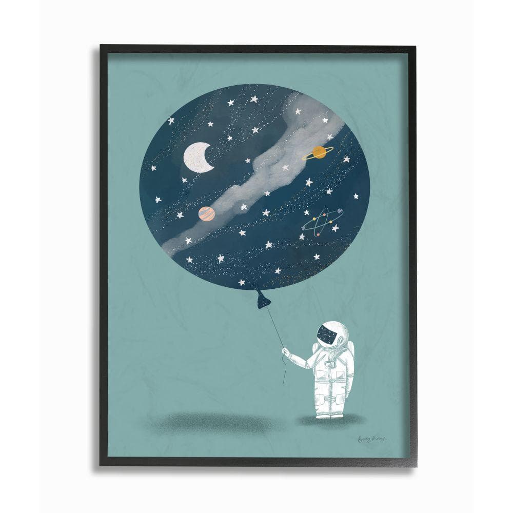 The Kids Room By Stupell 16 In X 20 In Kids Space Astronaut Blue Drawing By Becky Thorns Framed Wall Art Brp 2430 Fr 16x20 The Home Depot