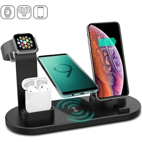Etokfoks 3 in 1 - Black Wireless Charging Station Wireless Charger for  iPhone/Android, Smart Watch and Airpods MLPH005LT183 - The Home Depot
