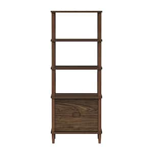 Ellery 12.2 in. W x 24.02 in. D x 61.02 in. H x Brown Linen Cabinet with with Open Shelves and Drawers in Walnut