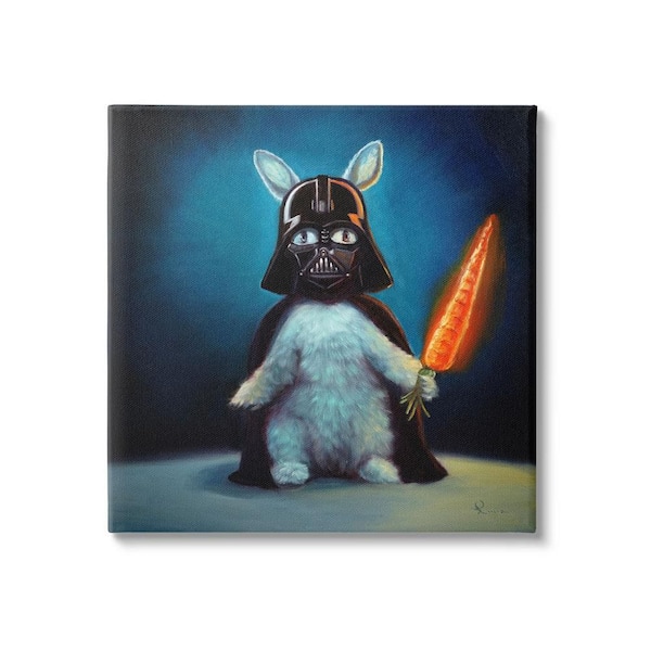 The Stupell Home Decor Collection Rabbit Star Wars Neon Carrot Cartoon Pet Portrait By Lucia Heffernan Unframed Animal Art Print 30 in. x 30 in.