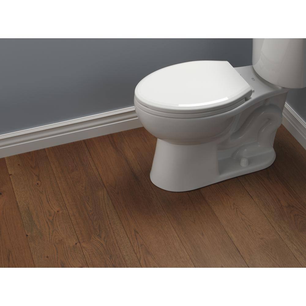 White Elongated Plastic Toilet Seat with NoSlip Bumpers