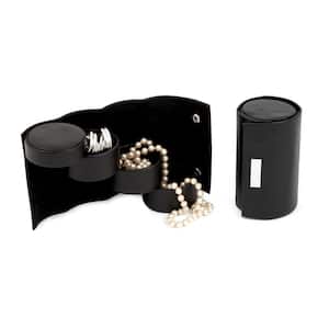 Black Leatherette 3-Level Jewelry Roll