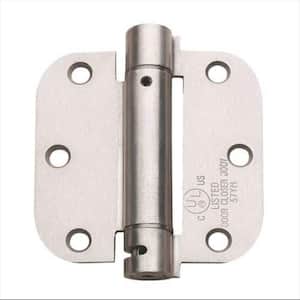 3.5 in x 3.5 in Satin Nickel Full Mortise Spring Non-Removable Pin with 5/8 in Radius Hinge - Set of 2