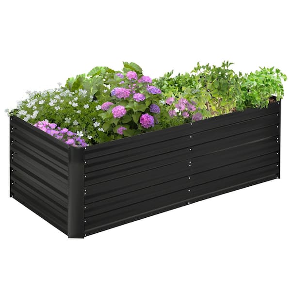 Unbranded 6 x 3 x 2 ft. Galvanized Steel Raised Beds with Reinforcing Bars, Large Metal Planter Box for Vegetables, Flowers