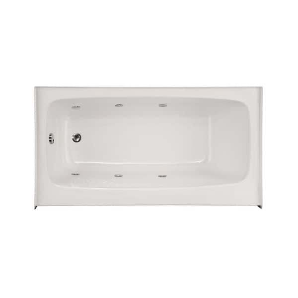 Hydro Systems Trenton 54 in. Acrylic Left Hand Drain Rectangular Alcove Whirlpool Bathtub in White