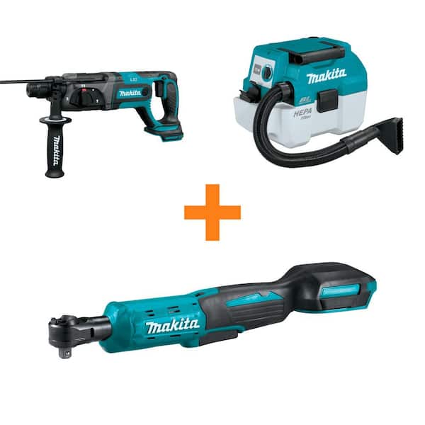 18V LXT Lithium-Ion 7/8 in. Rotary Hammer and 18V LXT Brushless Wet/Dry Vacuum with bonus 18V LXT Sq. Drive Ratchet