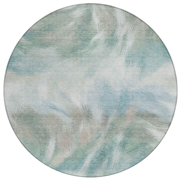 Chantille Machine Washable Indoor/Outdoor Abstract ACN2096 Sky 8 ft. x 8 ft. Area Rug