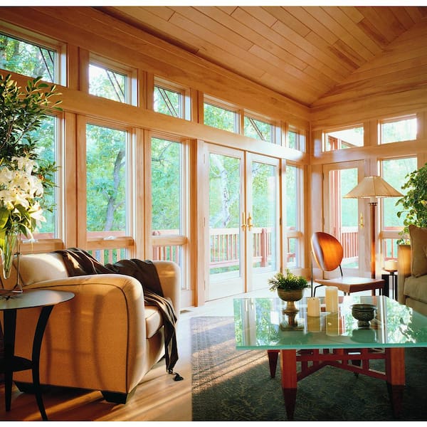 28-3/8 in. x 48 in. 400 Series White Clad Wood Casement Window with Pine Interior, Low-E Glass and Stone Hardware, Left