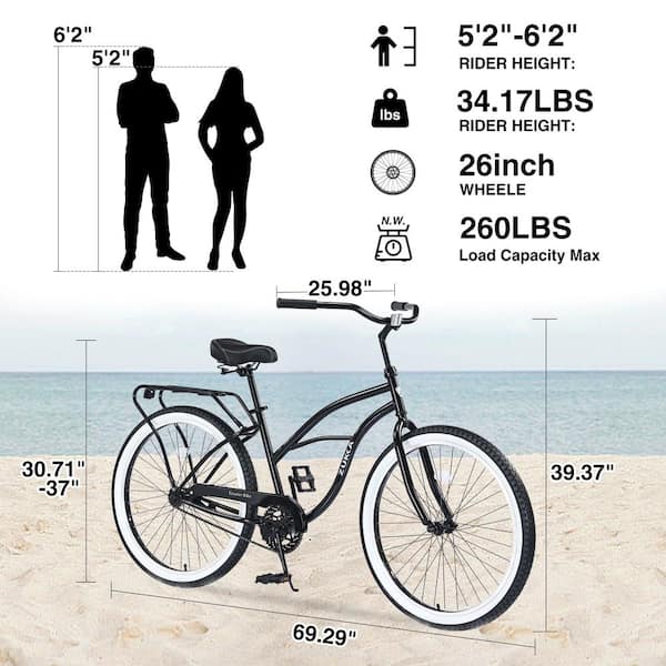 Sudzendf 26 in. Men Women's Single Speed Bicycles, Cruiser