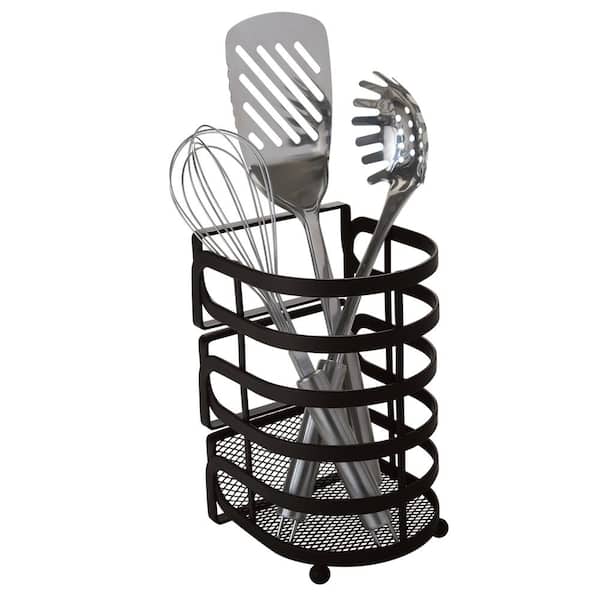 Kitchen Details Industrial Collection Cooking Utensil Basket in Matte Black, Size: 5.2 inch x 4.7 inch x 7.8 inch