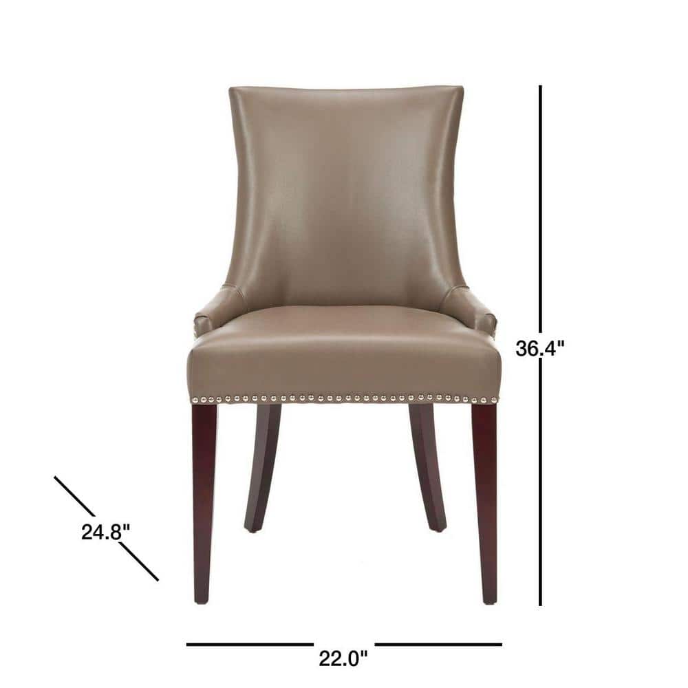 Transitional High-Back Clay Leather Upholstered Side Chair
