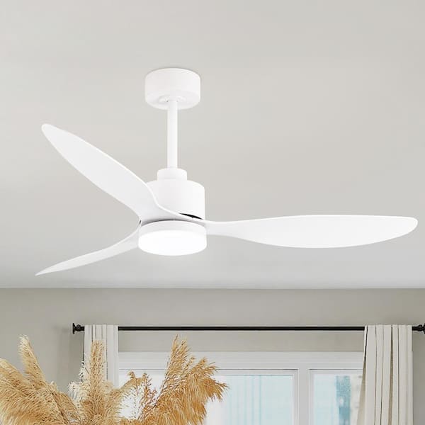 Lamober Alisio 52 in. Indoor White Ceiling Fans with Light, Integrated LED 3-Reversible Blades and Remote Control
