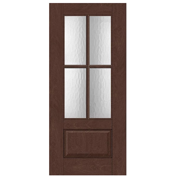 Steves & Sons Regency 36 in. x 80 in. Universal Handing 3/4L 4SDL Oasis Decorative Glass Chestnut Stain Fiberglass Front Door Slab