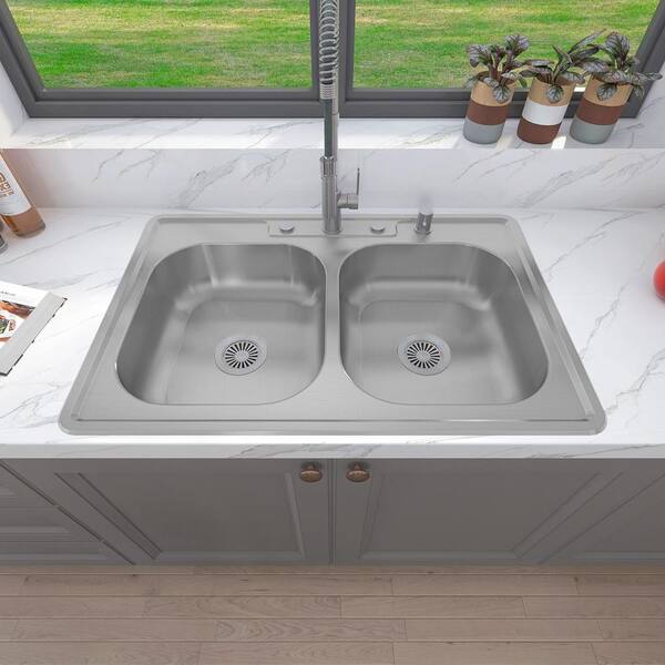 VEVOR Kitchen Sink, 304 Stainless Steel Drop-In Sinks, Undermount