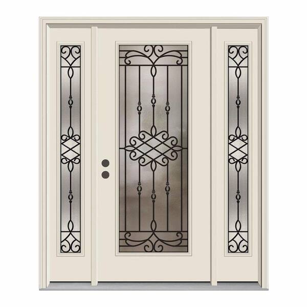 JELD-WEN 62 in. x 80 in. Full Lite Sanibel Primed Steel Prehung Right-Hand Inswing Front Door with Sidelites