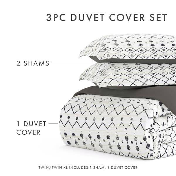 Modern Boho Prints Ultra Soft Duvet Cover Set, Easy Care, Matching Shams -  Becky Cameron, Arrow Dreams / Gray, King/California King