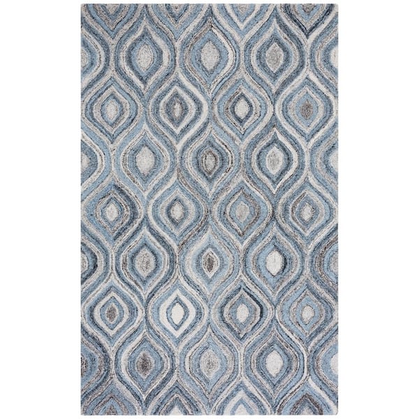 SAFAVIEH Abstract Gray/Blue 8 ft. x 10 ft. Concentric Trellis Area Rug