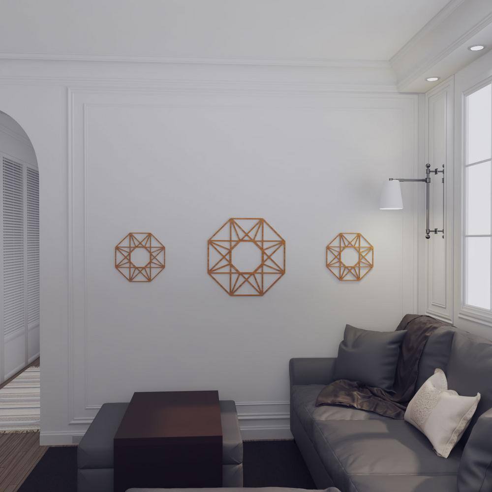 Cherry Wood Geometric Fretwork Ceiling Medallion, 18" Diameter