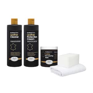 Leather Complete Restoration Kit - 17 oz. Cleaner, 17 oz. Protection Cream, 8.5 oz. Re-Coloring Balm-Dark Brown