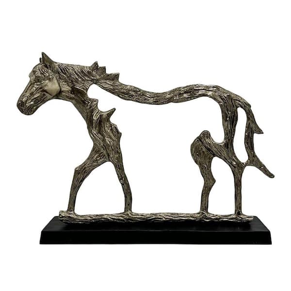 castellousa Bronze 17 in. x 23 in. Handmade Aluminum Metal Horse Outline Sculpture