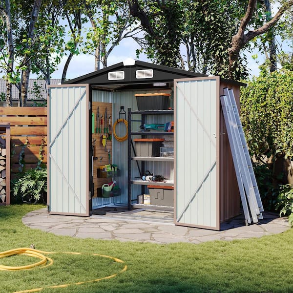 Sizzim 6 ft. W x 4 ft. D Outdoor Metal Storage Shed with Subfloor