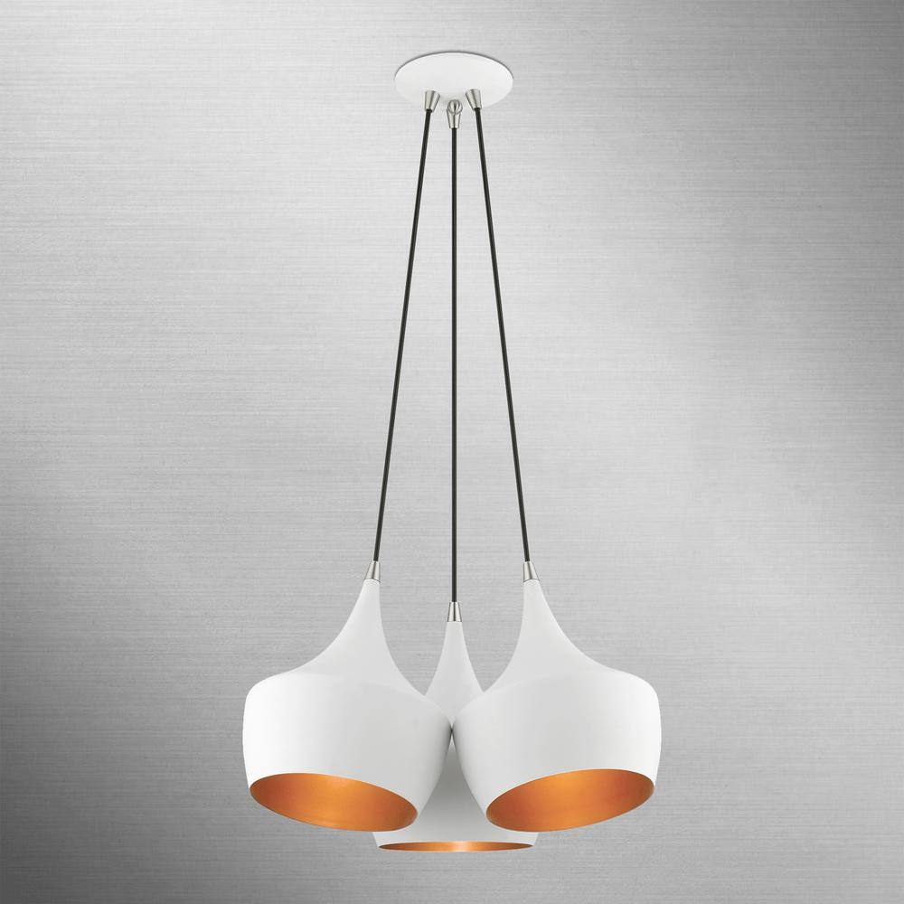 Waldorf White and Gold Steel Teardrop Cluster Pendant Light