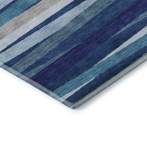 Mayfield Premium Machine Washable Abstract AMF997 Navy 10 ft. x 14 ft. Area Rug