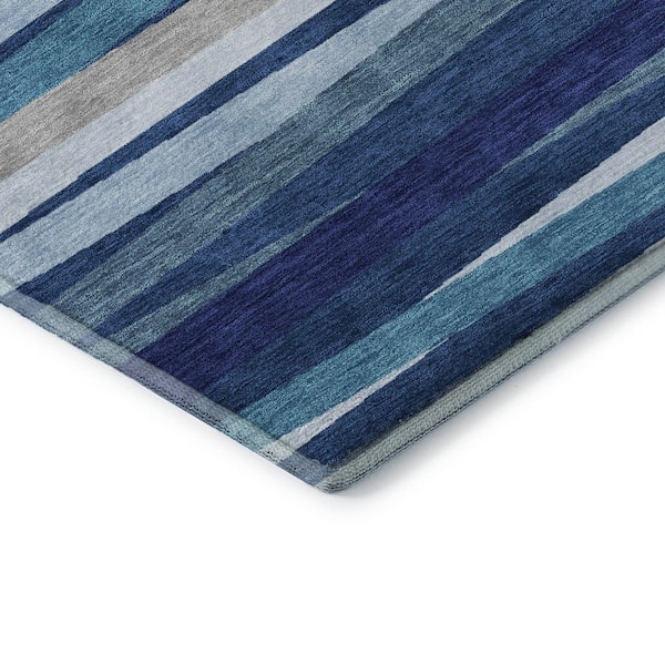 Mayfield Premium Machine Washable Abstract AMF997 Navy 9 ft. x 12 ft. Area Rug