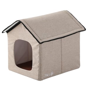 Beige Hush Puppy Electronic Heating and Cooling Smart Collapsible Pet House - Small