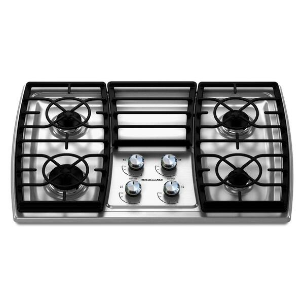 KitchenAid Architect Series II 30 in. Gas Cooktop in Stainless Steel with 4 Burners including 17000-BTU Professional Burner