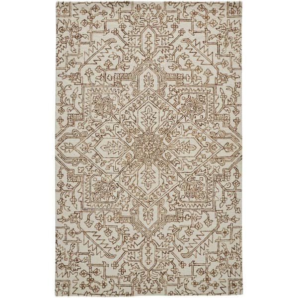 HomeRoots Brown, Ivory Oriental 10 ft. x 14 ft. Area Rug