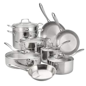 14 Piece Tri-Ply Clad Stainless Steel Cookware Set with Glass Lids