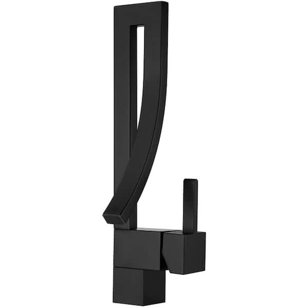 Boyel Living Modern Waterfall Single Hole Single-Handle Tall Bathroom Faucet in Matte Black