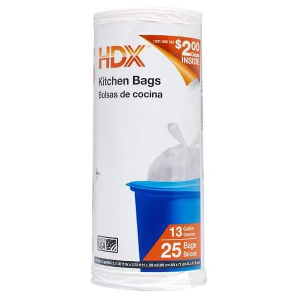 HDX 13 Gallon Kitchen Trash Bags (25-Count) HDX13070W25 - The Home Depot