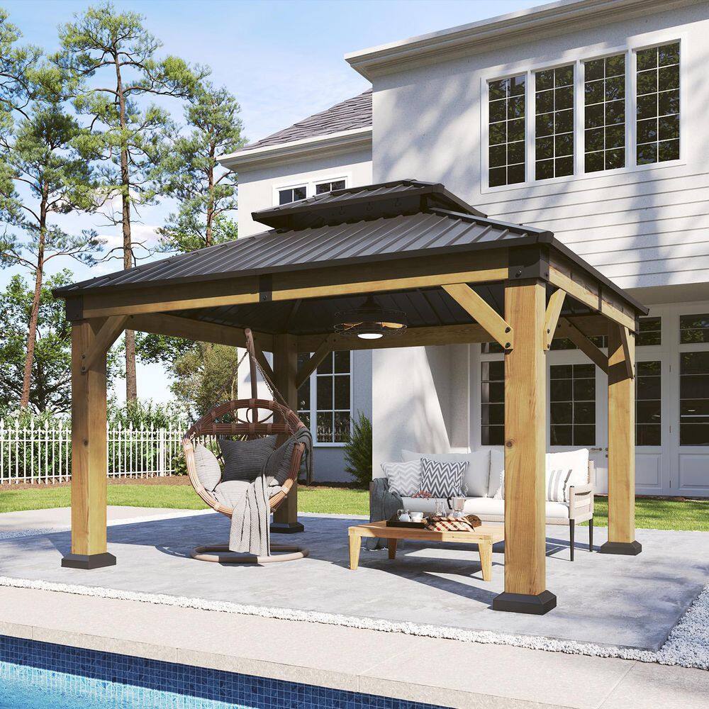 8 ft. W x 5 ft. D Cedar Wood Grill Gazebo Outdoor with Steel Roof price history on PriceWatchPro