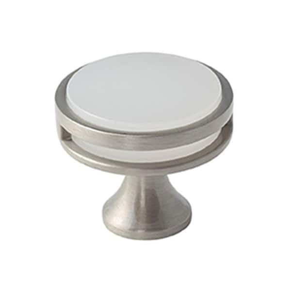 Amerock Oberon 1-3/8 in. (35mm) Modern Satin Nickel/Frosted Acrylic Round Cabinet Knob