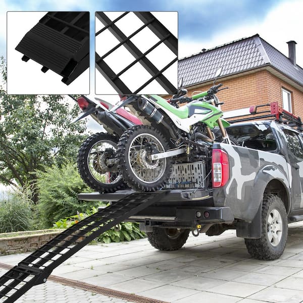 karlinc 2pcs 9ft Aluminum Folding ATV Loading Ramp Black Pair Truck Trailer 1200 lbs 2pcs 9ft Ramp