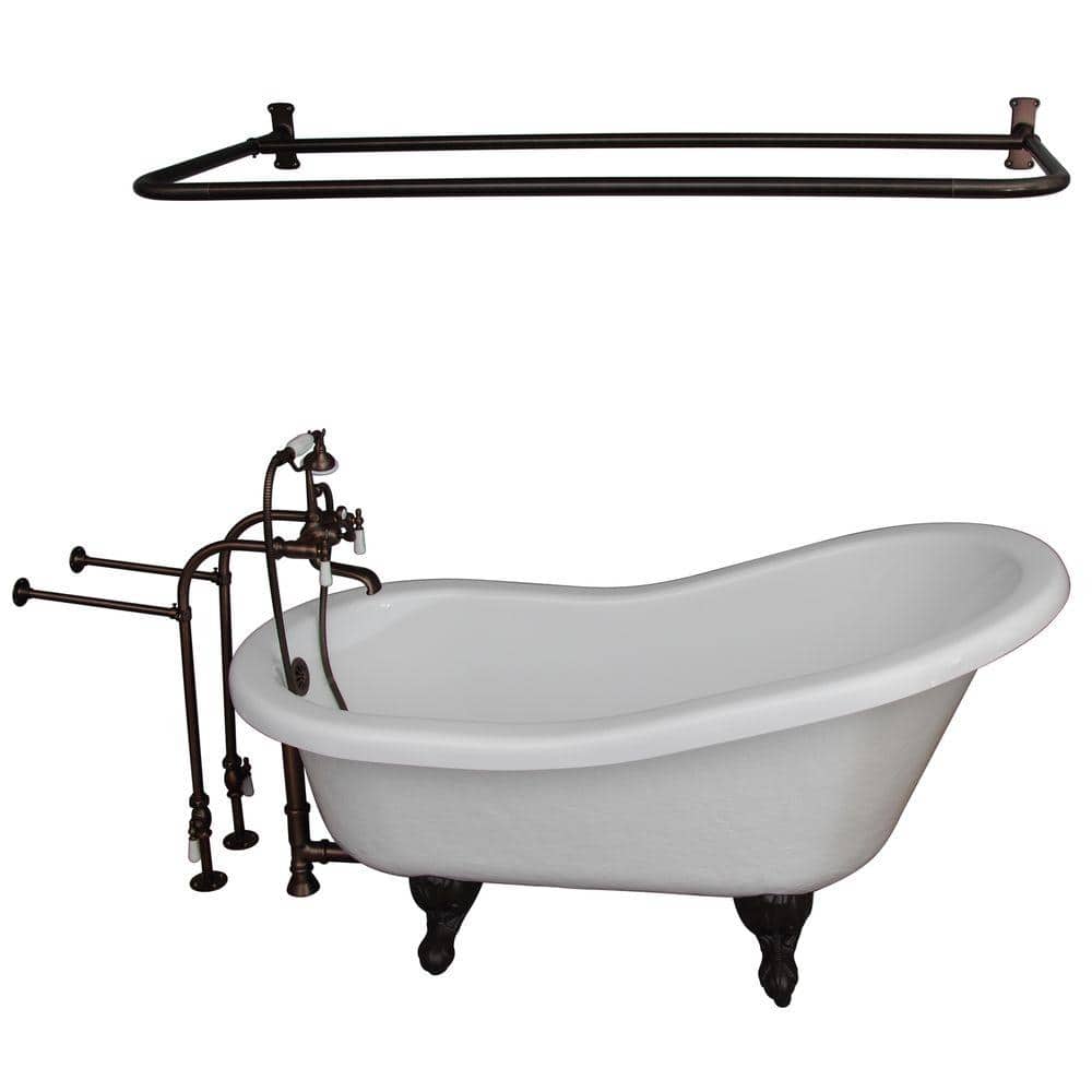 5.6 ft. Acrylic Ball and Claw Feet Slipper Tub in White with Oil Rubbed Bronze Feet price history on PriceWatchPro