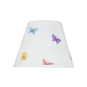 9 in. x 7 in. White and Butterflies and Flowers Hardback Empire Lamp Shade