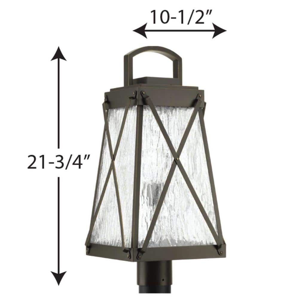 Creighton Antique Bronze Outdoor Post Lantern with Clear Water Glass Shade