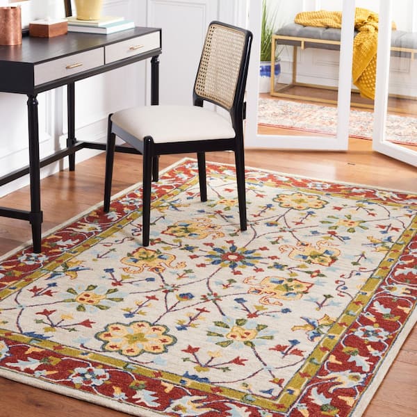 Micro-Loop Beige/Rust 8 ft. x 10 ft. Border Persian Area Rug