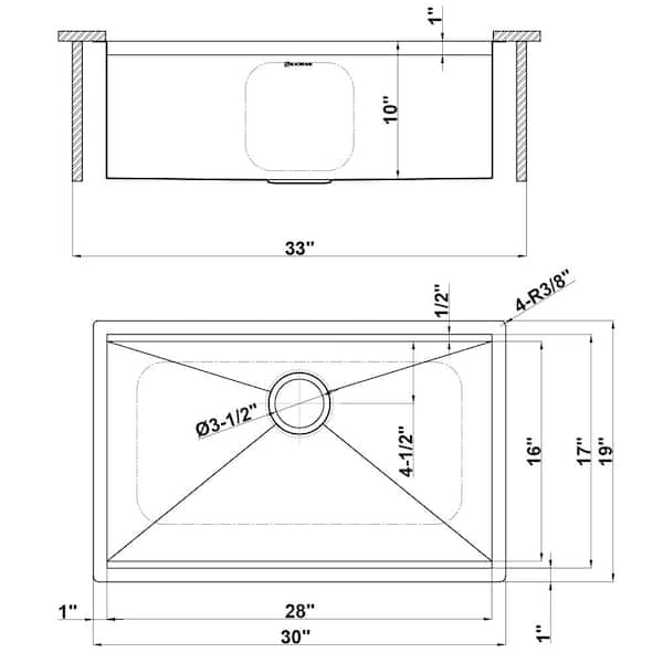 Glacier Bay Zero Radius Undermount 18g Stainless Steel 17 in. Single Bowl Workstation Bar Sink with Stainless Steel Faucet (Silver)