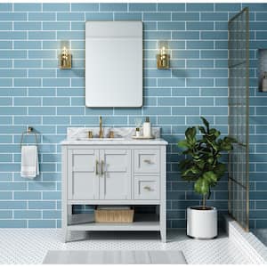 Sturgess 37 in. W x 22 in. D x 35 in. H Single Sink Freestanding Bath Vanity in Gray with Carrara Marble Top