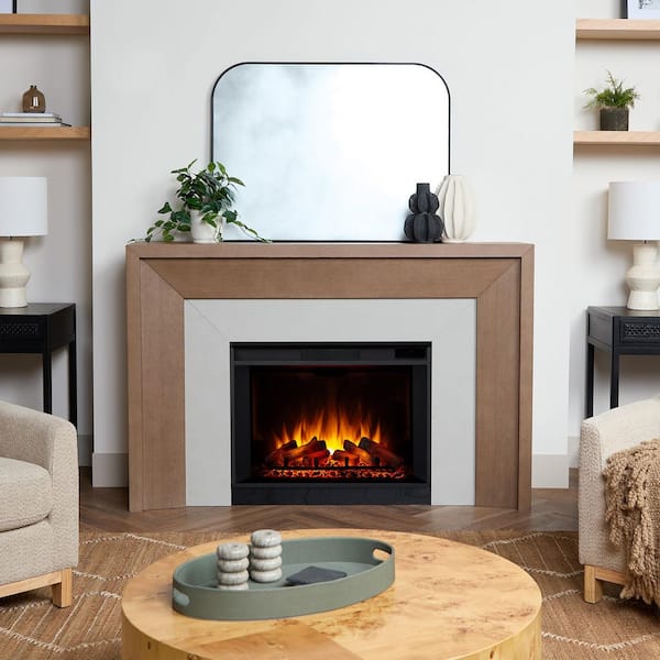 Brooks 64 in. Freestanding Grand Electric Fireplace in Classic White Oak
