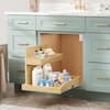 HOMEIBRO 22.5 in. W Adjustable Wood Under Sink Caddy Slide-Out Shelf with Soft Close, Light Brown Wood