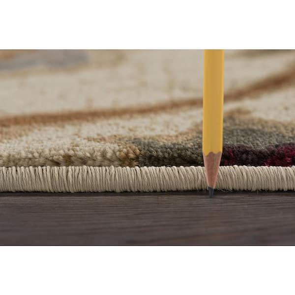 Impressions Floral Beige 8 ft. Round Indoor Area Rug
