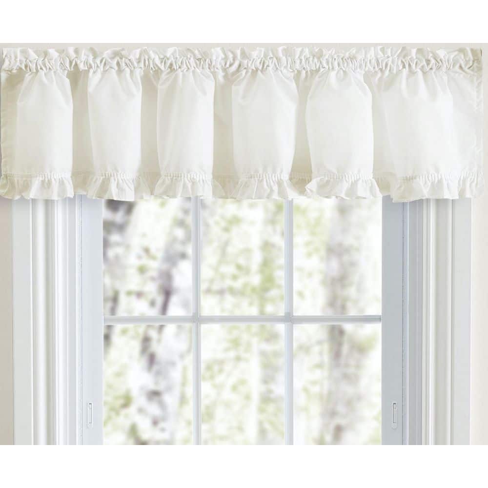 Natural Sheer Cotton Blend Ruffled Rod Pocket Valance 74" x 12"