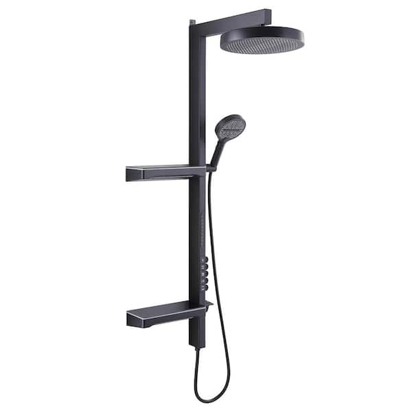 Tomfaucet Luxury Thermostatic 4-Spray Multi-Function Tub and Shower Faucet with Hand Shower in Matte Black